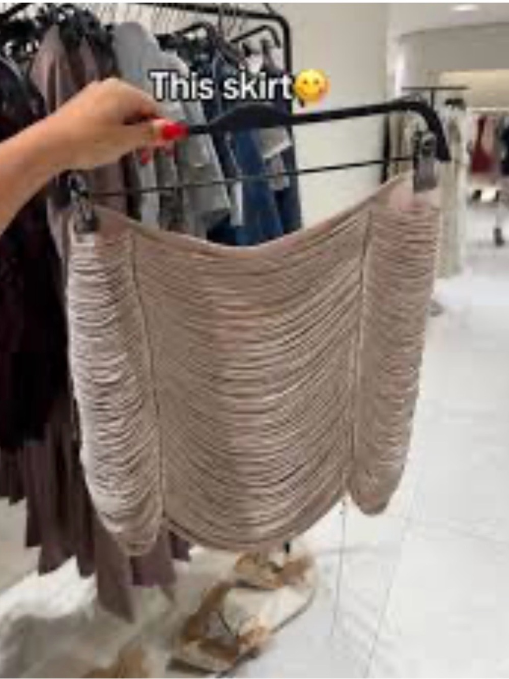 Zara Ruched Taupe Mini Skirt